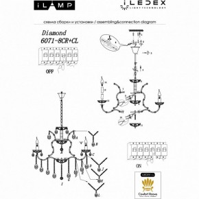 Подвесная люстра iLamp Diamond 6071-8 CR+CL в Верхней Салде - verhnyaya-salda.mebel24.online | фото 2