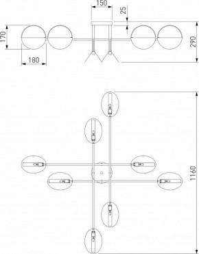 Потолочная люстра Eurosvet Grazia 70148/8 черный/золото в Верхней Салде - verhnyaya-salda.mebel24.online | фото 3