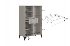 РИЧ Комод 2 со стеклом в Верхней Салде - verhnyaya-salda.mebel24.online | фото 3