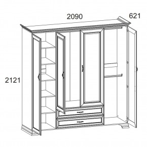 Шкаф 4D2S Z, TIFFANY, цвет вудлайн кремовый в Верхней Салде - verhnyaya-salda.mebel24.online | фото 1