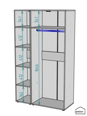 Шкаф Linnea MHR-3-1 2050х1200х510 (ДВ-М 11.1.25) в Верхней Салде - verhnyaya-salda.mebel24.online | фото 3