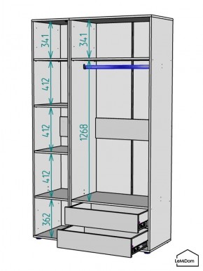 Шкаф Linnea MHR-3PO-2 2050х1200х510 (Белый-М 11.1.2) в Верхней Салде - verhnyaya-salda.mebel24.online | фото 3