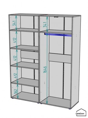 Шкаф Linnea MHR-4-1 2050х1600х510 (Графит-М 11.1.25) в Верхней Салде - verhnyaya-salda.mebel24.online | фото 3