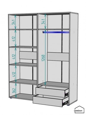 Шкаф Linnea MHR-4-2 2050х1600х510 (Графит-М 11.1.25) в Верхней Салде - verhnyaya-salda.mebel24.online | фото 3
