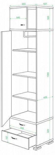 Шкаф платяной Домино КС-10 в Верхней Салде - verhnyaya-salda.mebel24.online | фото 2