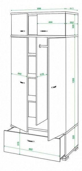 Шкаф платяной Домино КС-20 в Верхней Салде - verhnyaya-salda.mebel24.online | фото 3