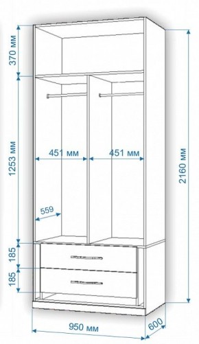 Шкаф платяной Нобиле Пл-95/60 в Верхней Салде - verhnyaya-salda.mebel24.online | фото 2