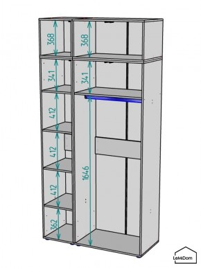 Шкаф с антресолью Linnea MHR-3A-1 2450х1200х510 (Графит-М 11.1.25) в Верхней Салде - verhnyaya-salda.mebel24.online | фото 3