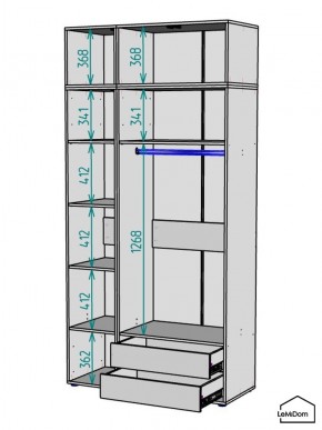Шкаф с антресолью Linnea MHR-3POA-2 2450х1200х510 (Белый-М 11.1.2) в Верхней Салде - verhnyaya-salda.mebel24.online | фото 3