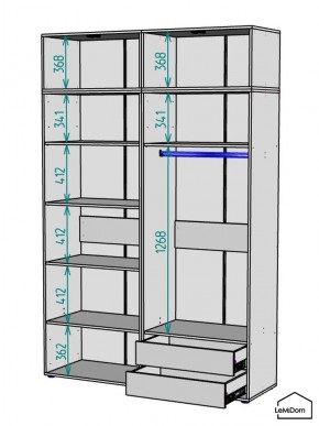Шкаф с антресолью Linnea MHR-4A-2 2450х1600х510 (ДВ-М 11.1.25) в Верхней Салде - verhnyaya-salda.mebel24.online | фото 3