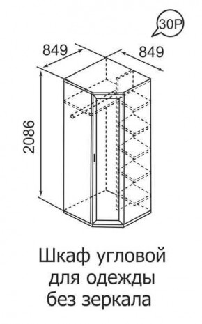 Шкаф угловой для одежды Ника-Люкс 30 без зеркал в Верхней Салде - verhnyaya-salda.mebel24.online | фото 3