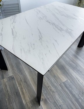 Стол CREMONA 180 KL-99 Белый мрамор матовый, итальянская керамика / черный каркас, ®DISAUR в Верхней Салде - verhnyaya-salda.mebel24.online | фото 2