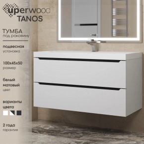 Тумба под раковину Uperwood Tanos 100 см, подвесная, белая/графит в Верхней Салде - verhnyaya-salda.mebel24.online | фото 3