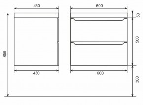 Тумба под раковину Uperwood Tanos 60 см, подвесная, белая/графит в Верхней Салде - verhnyaya-salda.mebel24.online | фото 6