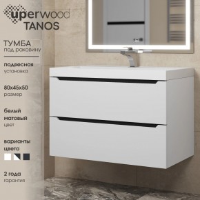 Тумба под раковину Uperwood Tanos 80 см, подвесная, белая/графит в Верхней Салде - verhnyaya-salda.mebel24.online | фото 3