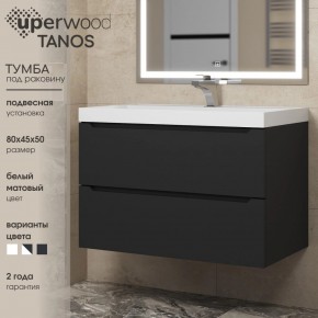 Тумба под раковину Uperwood Tanos 80 см, подвесная, черная матовая в Верхней Салде - verhnyaya-salda.mebel24.online | фото 3
