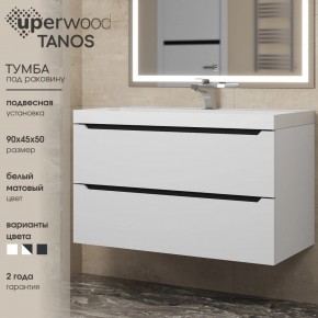 Тумба под раковину Uperwood Tanos 90 см, подвесная, белая/графит в Верхней Салде - verhnyaya-salda.mebel24.online | фото 3