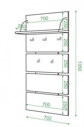 Вешалка настенная Домино СТ-50 в Верхней Салде - verhnyaya-salda.mebel24.online | фото 2